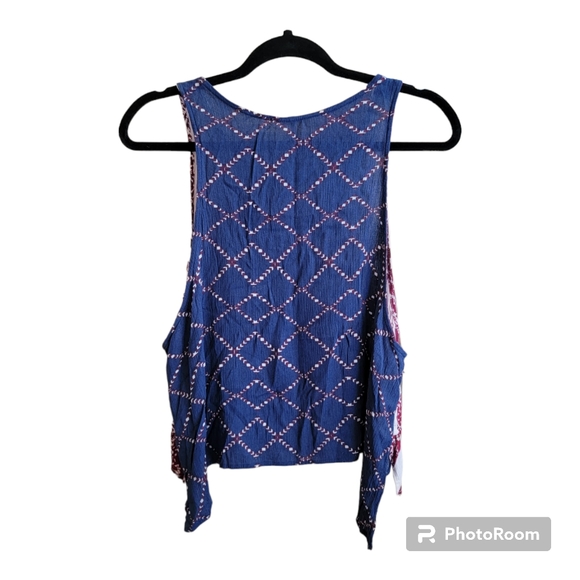 Free People Touch Of Love Patriotic American Flag Crop Tank Top Red Blue Sz S - Picture 2 of 7